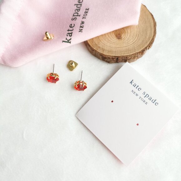 Kate Spade Treasure Trove Gold Stud Earrings Pink Sand - Picture 3 of 3